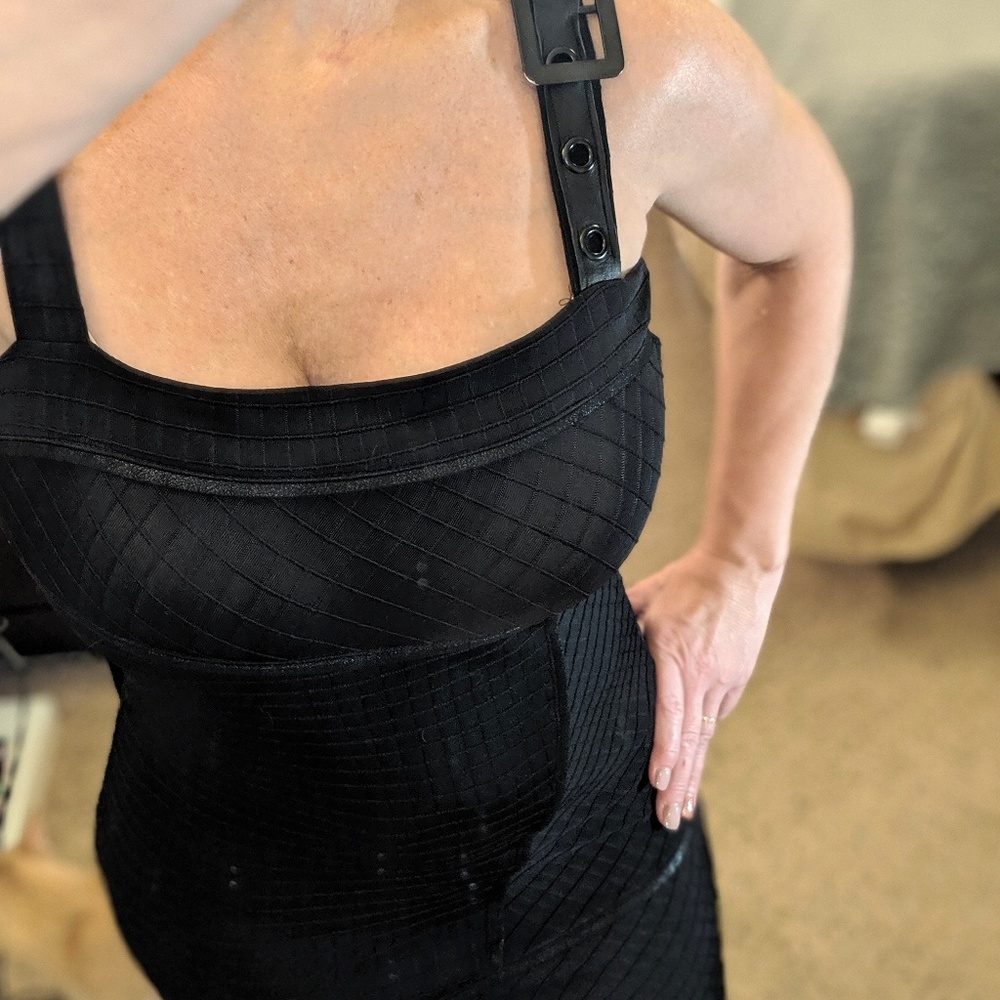 SALVAGE Little Black Dress With Leather Straps - Picture 4 of 8